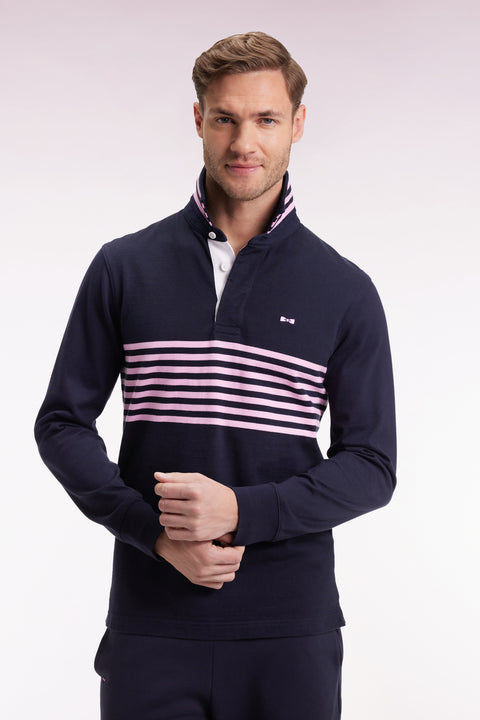 Maillot à manches longues en jersey épais marine rayé coupe droite - Image 3