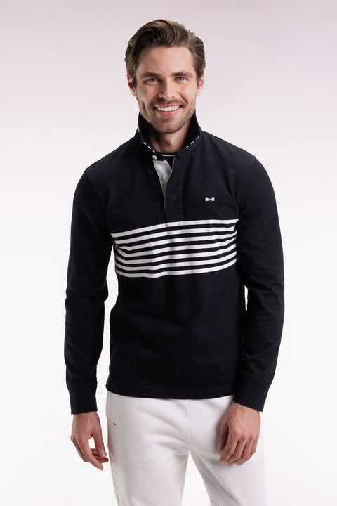 Maillot à manches longues en jersey épais noir rayé coupe droite - Image 3