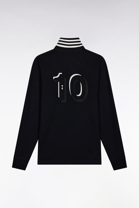 Maillot à manches longues en jersey épais noir rayé coupe droite - Image 2