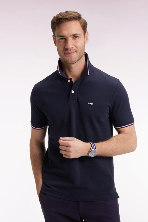 Navy short-sleeved polo shirt - Image 1