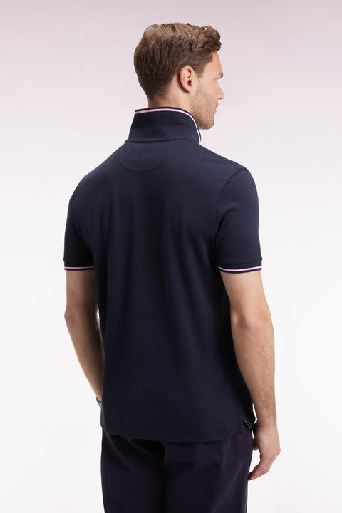 Navy short-sleeved polo shirt - Image 3