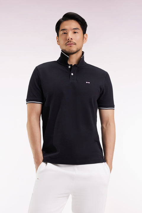 Black short-sleeved polo shirt - Image 1