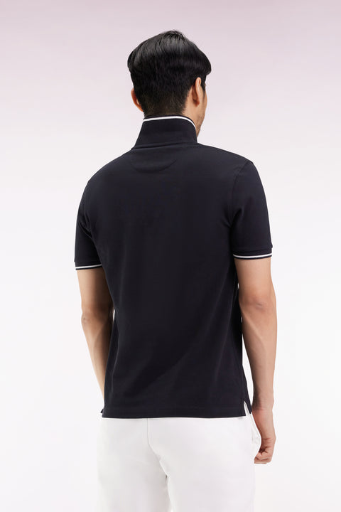 Black short-sleeved polo shirt - Image 3
