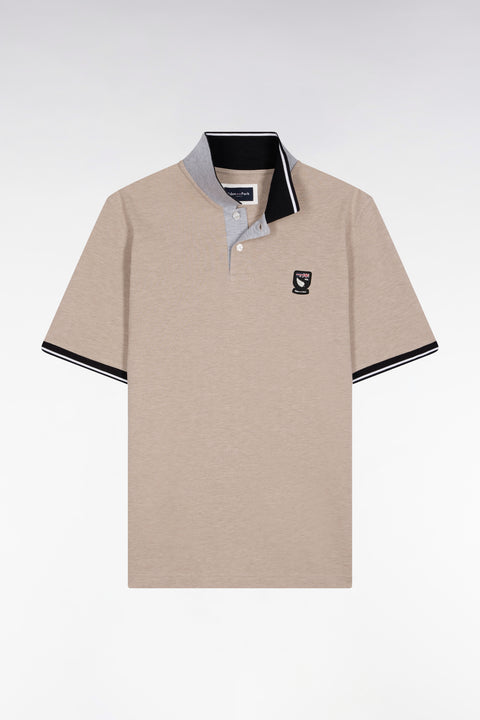 Polo manches courtes Nouvelle Zélande en piqué coton beige coupe ample - Image 2