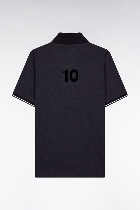 Polo manches courtes Nouvelle Zélande en piqué coton gris coupe ample - Image 2