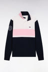 Three-tone long-sleeved polo shirt, regular fit