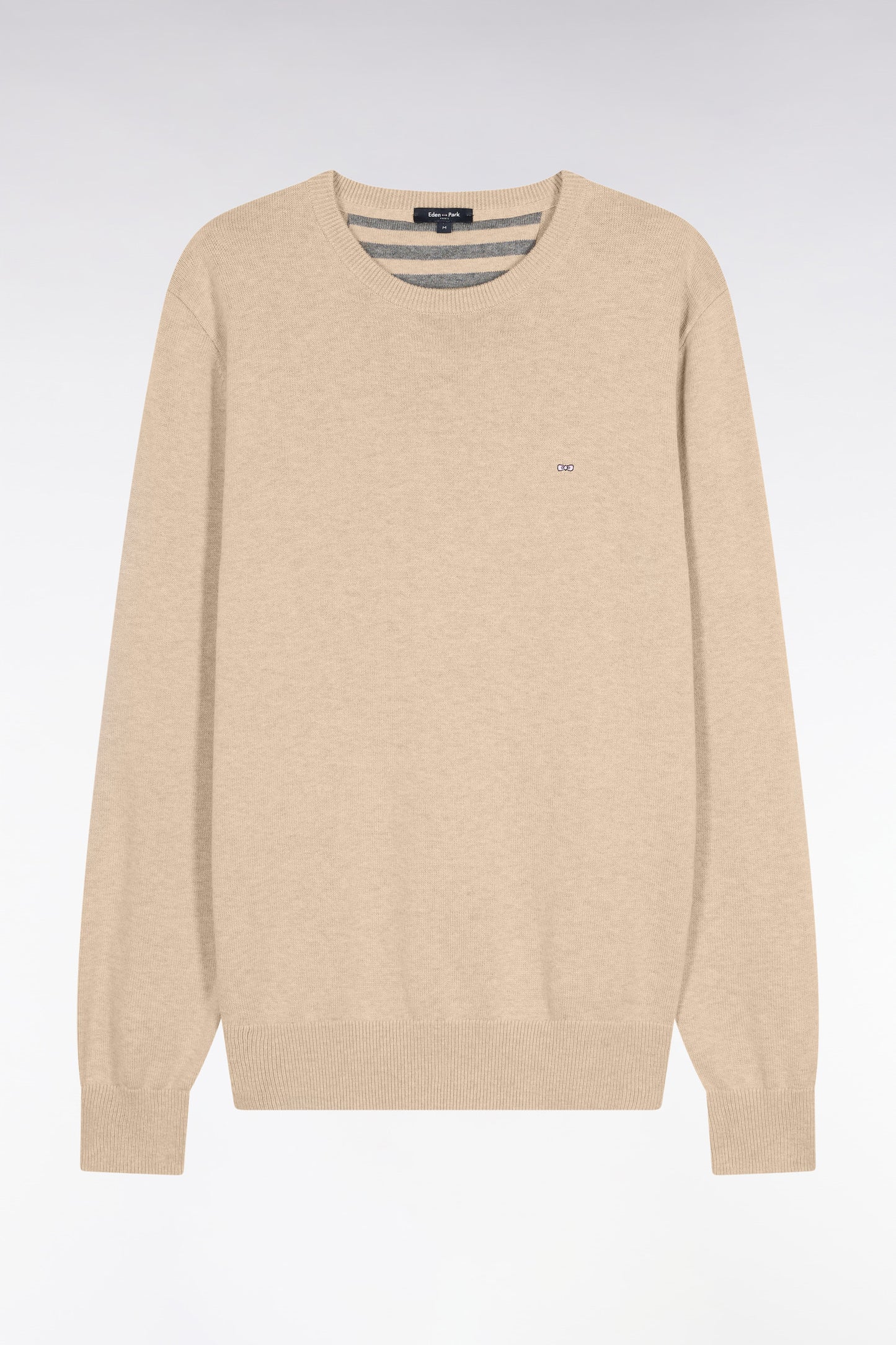 Camel wool and cotton round-neck sweater - A SHOOTER