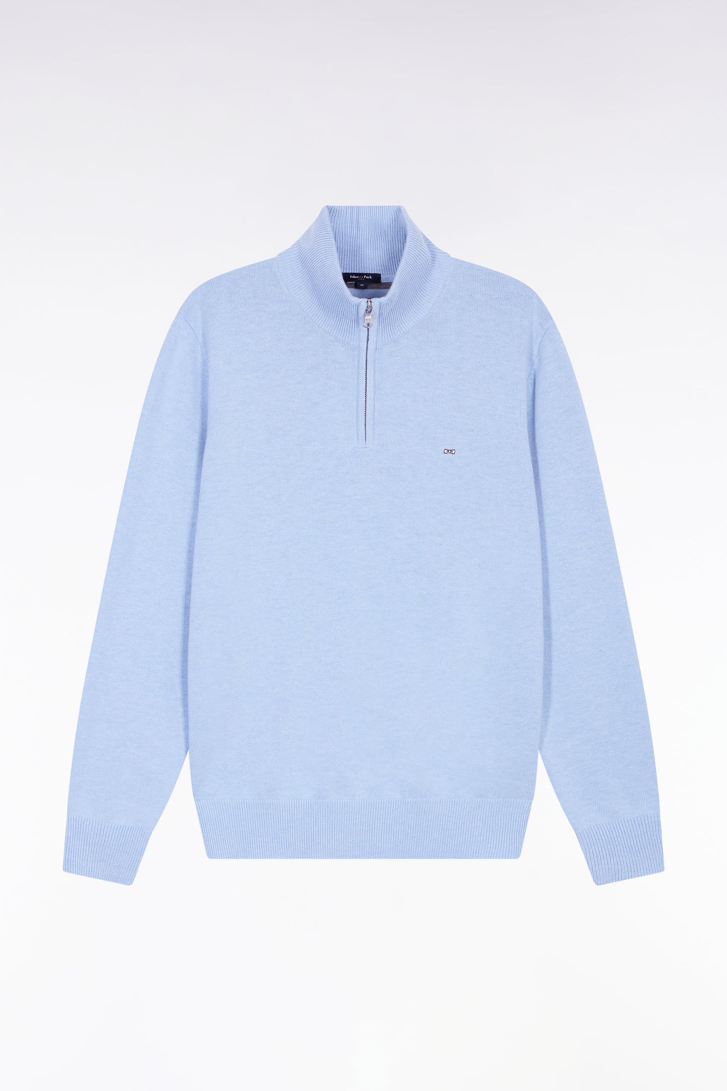 Navy wool and cotton trucker-neck sweater
