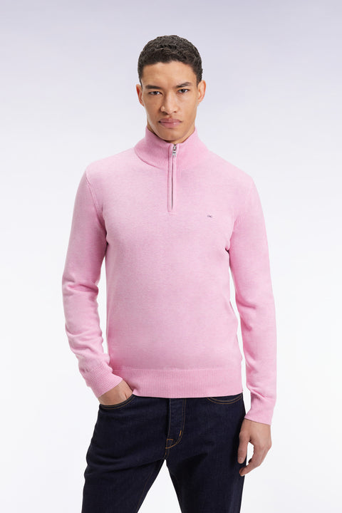 Pull col camionneur en laine et coton rose - Image 3