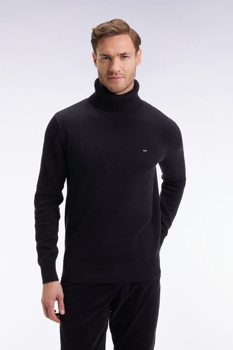 Black wool and cotton turtleneck sweater - Image 1