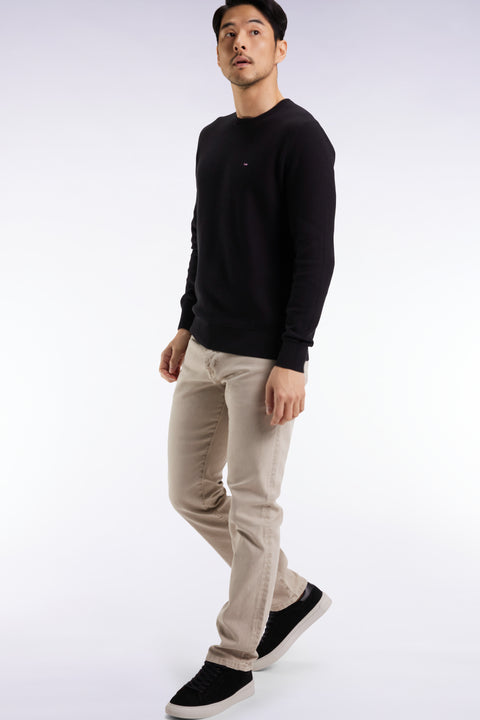 Pull col rond en coton nid d'abeille noir - Image 2