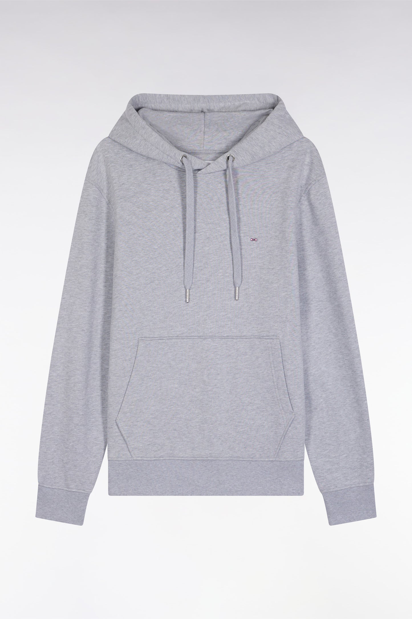 Grey cotton hooded sweatshirt, straight cut