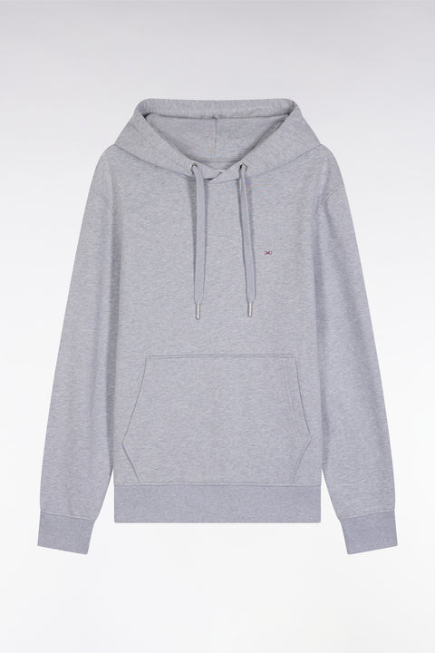 Sweatshirt à capuche en coton gris coupe droite - Image 2