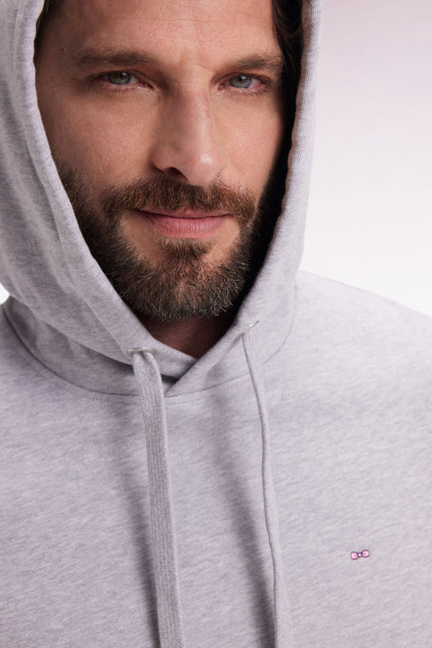 Sweatshirt à capuche en coton gris coupe droite - Image 3