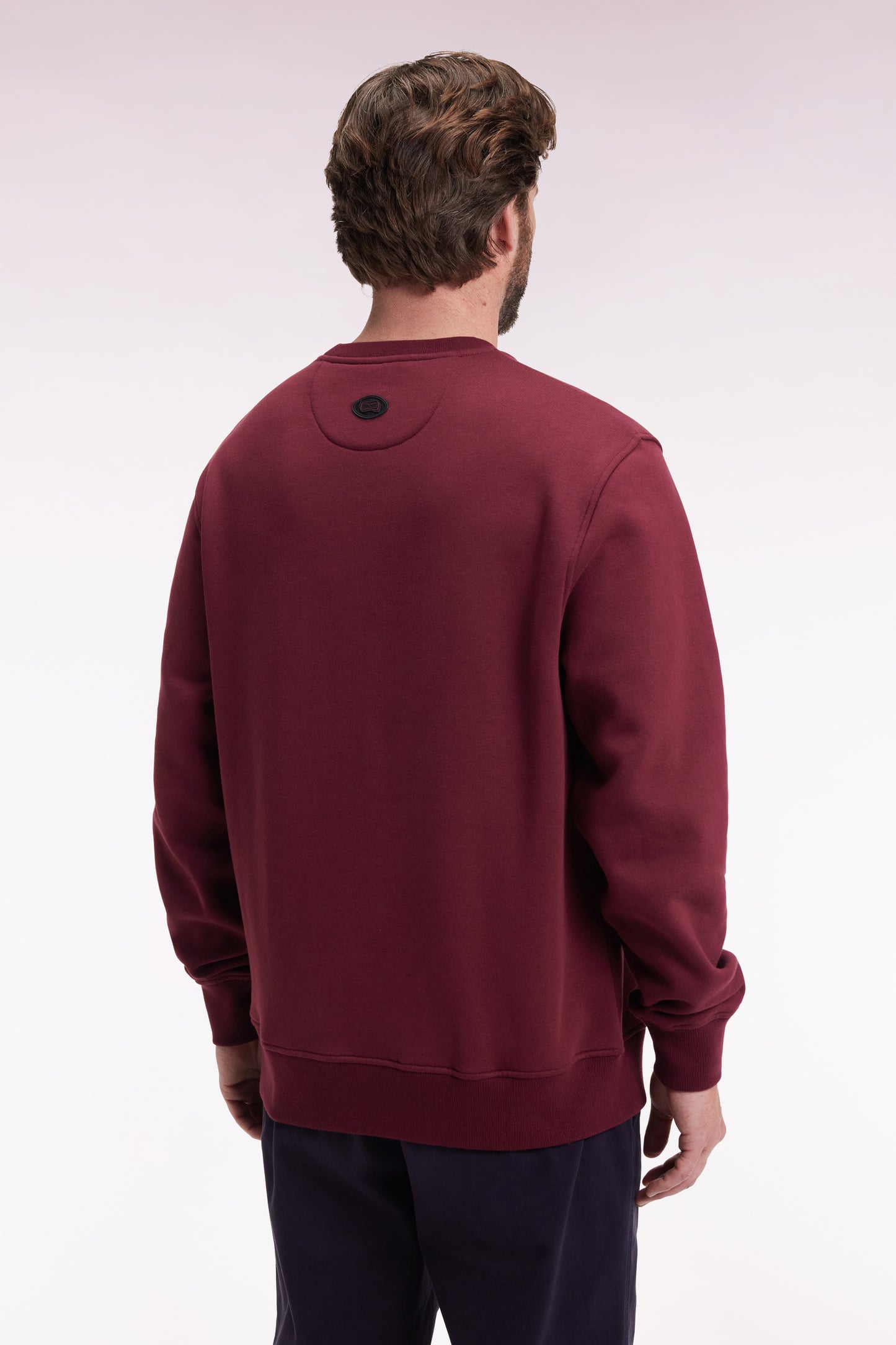 Sweatshirt à col rond en coton mélangé bordeaux coupe Relaxed