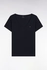 T-shirt à manches courtes en coton Pima marine col V