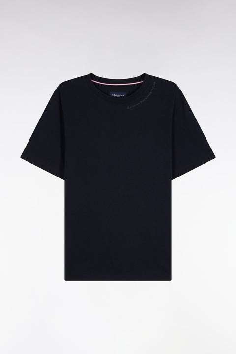 T-shirt à manches courtes en coton marine à logo - Image 2