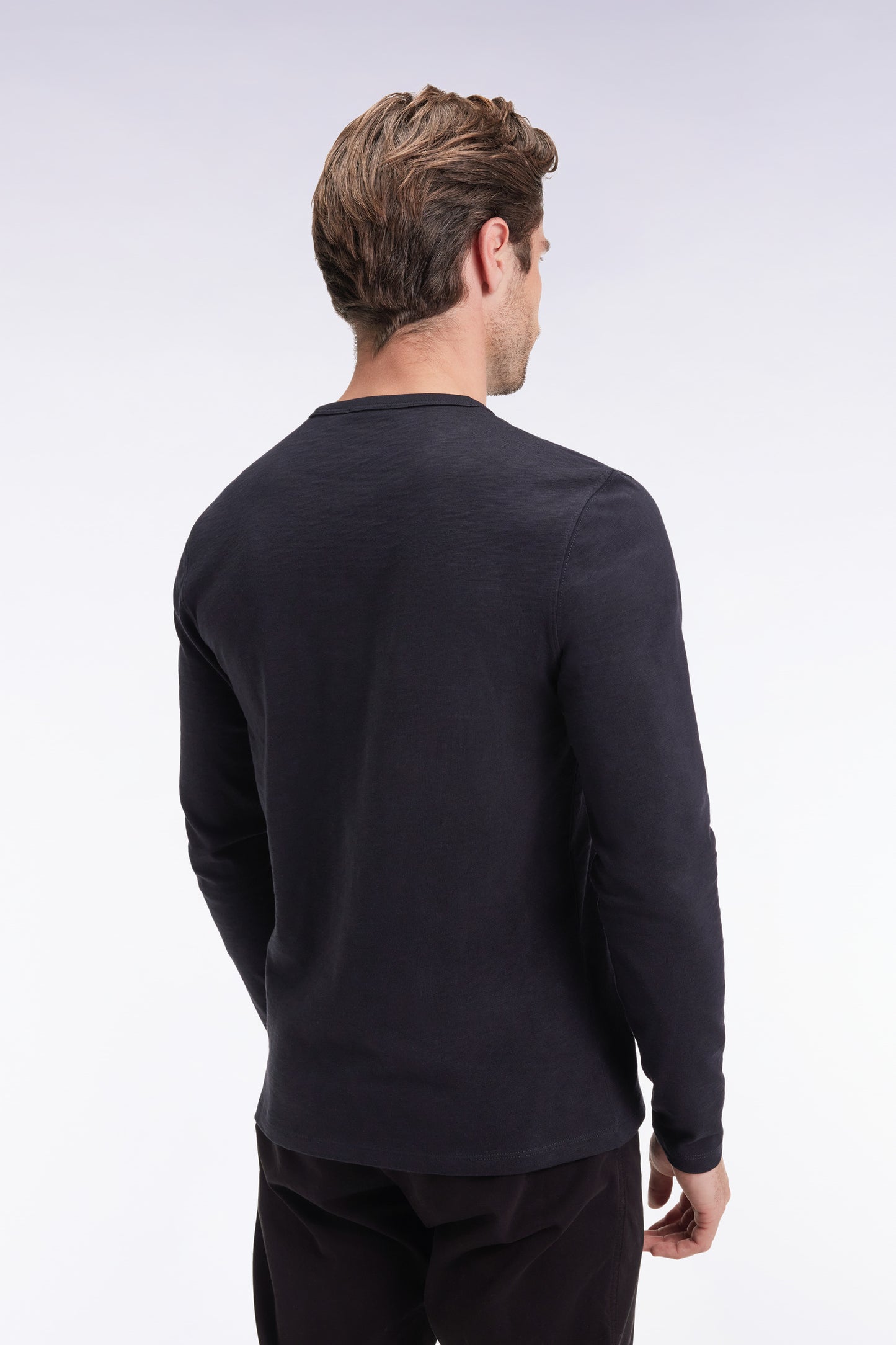 T-shirt à manches longues en coton slub noir