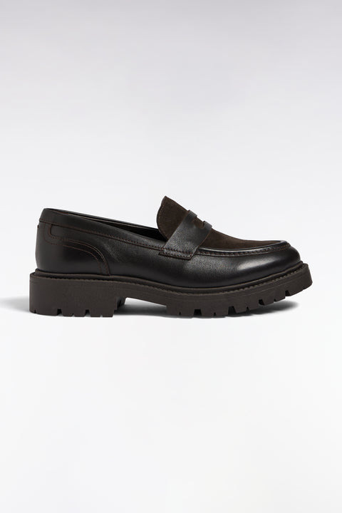 Two-tone brown leather loafers - Image 1