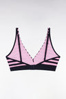 Soutien-gorge en jersey stretch cerclé rose et marine siglé