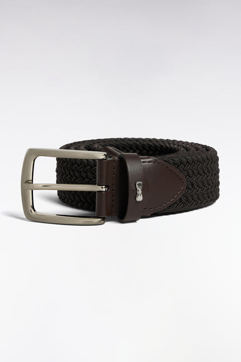 Ceinture tressée élastique marron - Image 1
