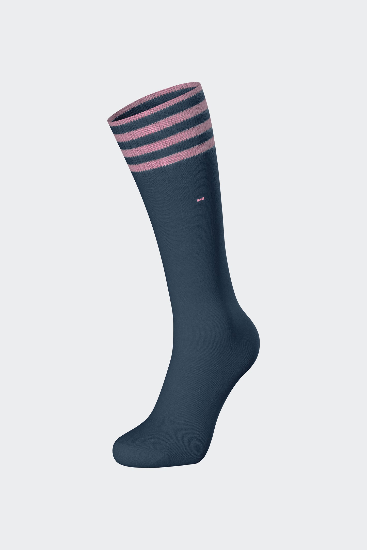 Paire de chaussettes en coton mélangé bleu à bordure rayée