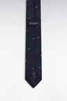 Navy silk tie with micro-patterned bow ties