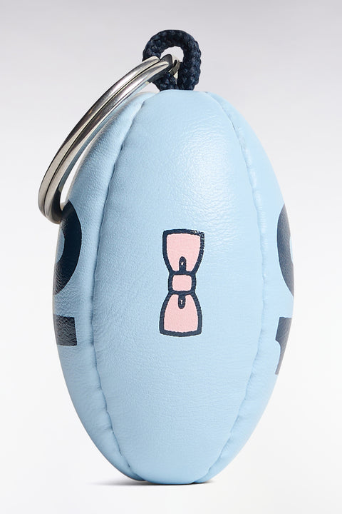 Porte-clés caoutchouc ballon de rugby numéro 10 ciel - Image 1