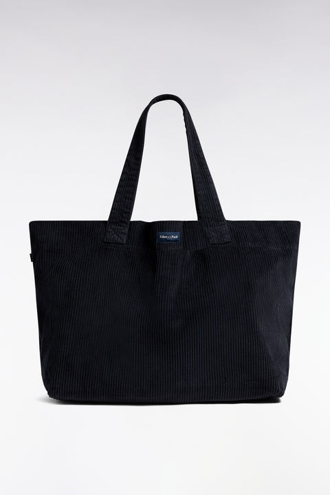 Sac cabas en velours côtelé marine - Image 1