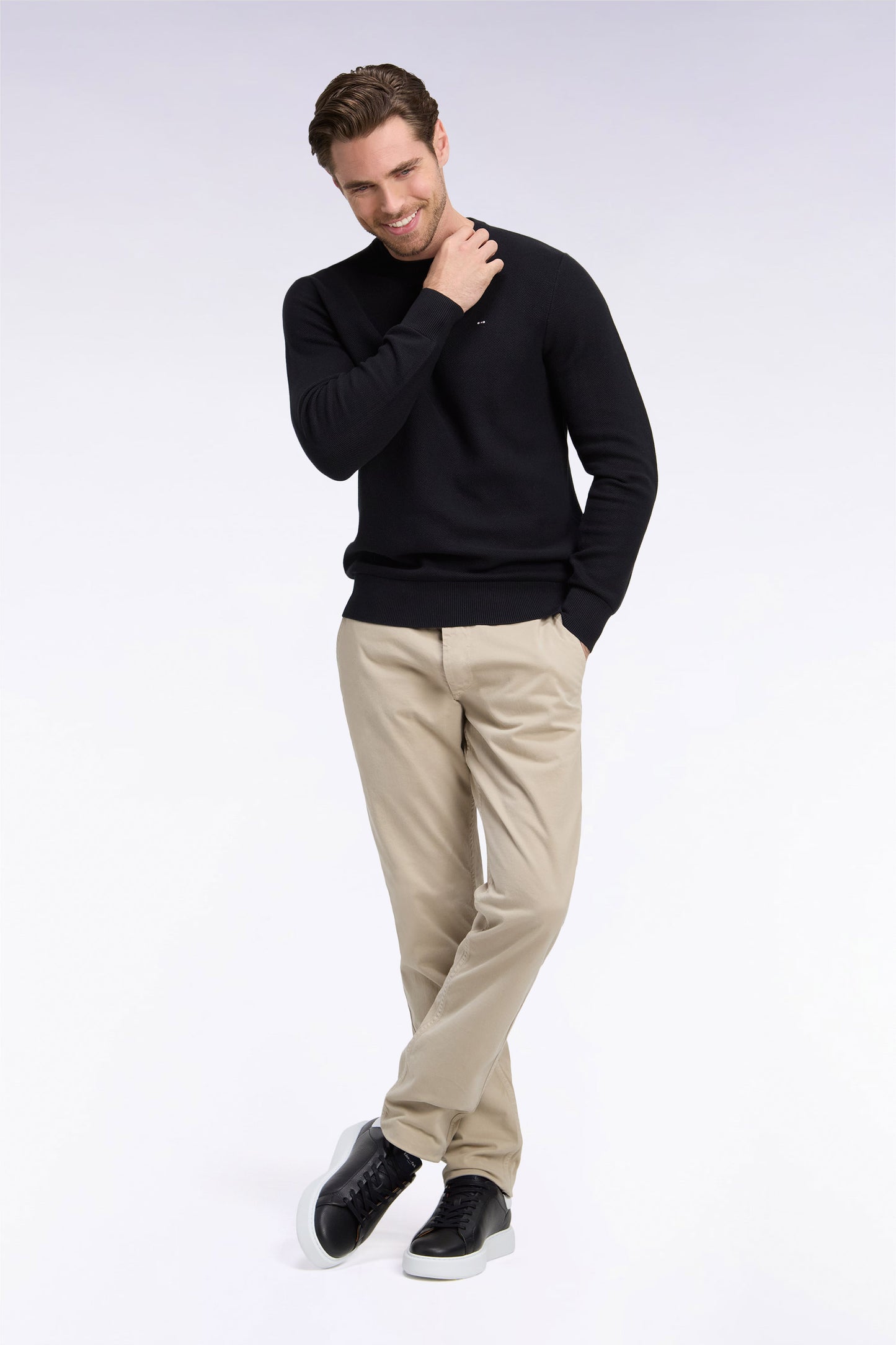 Pantalon chino sans plis en coton stretch beige