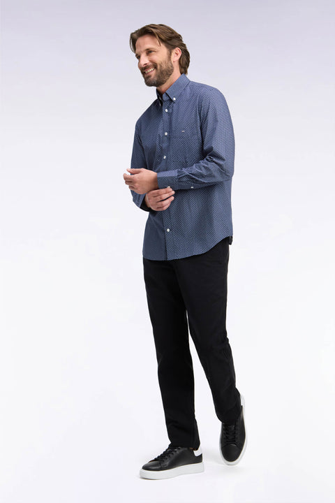 Pantalon chino sans plis en gabardine de coton stretch noir - Image 1