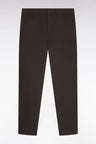 Pantalon chino sans plis en piqué de coton stretch kaki coupe regular