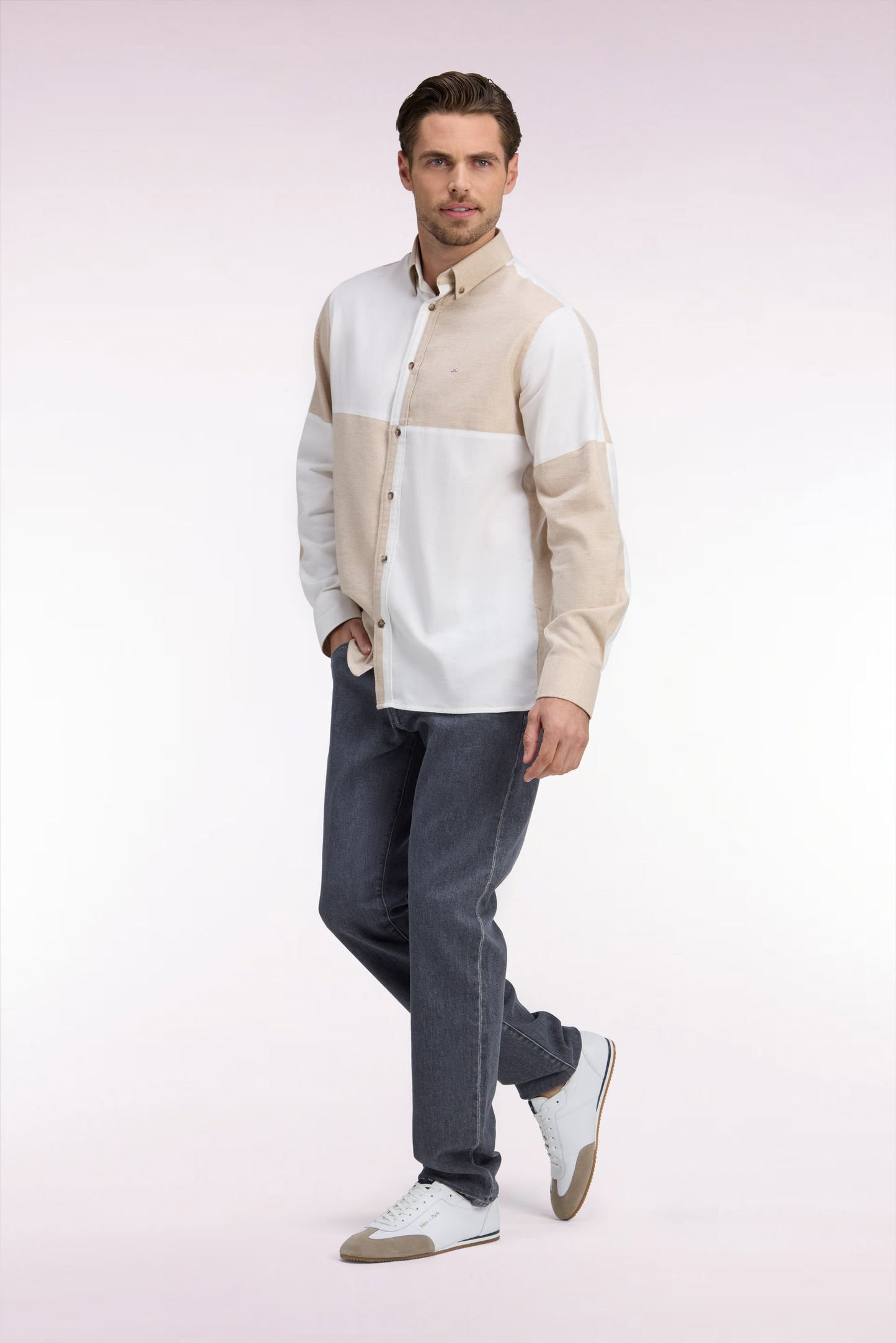 Jean en denim stretch one wash gris coupe regular