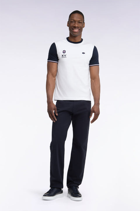 Pantalon 5 poches en toile de coton stretch marine coupe regular - Image 3