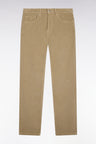 Pantalon 5 poches en velours côtelé beige coupe regular