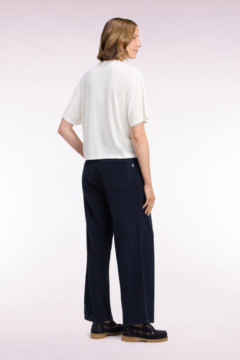 Straight-cut navy corduroy pants - Image 3