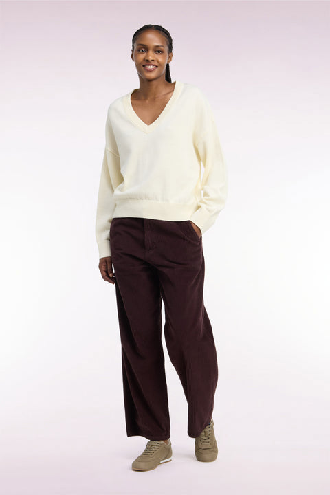 Brown straight-cut corduroy pants - Image 1