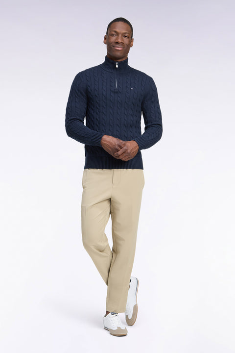 Pantalon à taille élastiquée en nylon stretch technique beige coupe Modern - Image 3