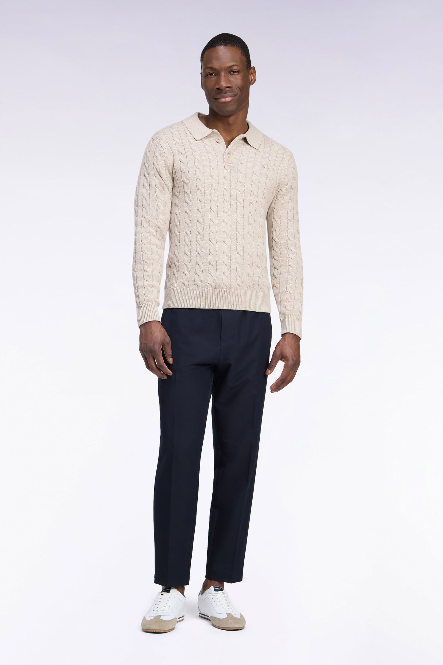 Pantalon à taille élastiquée en nylon stretch technique marine coupe Modern