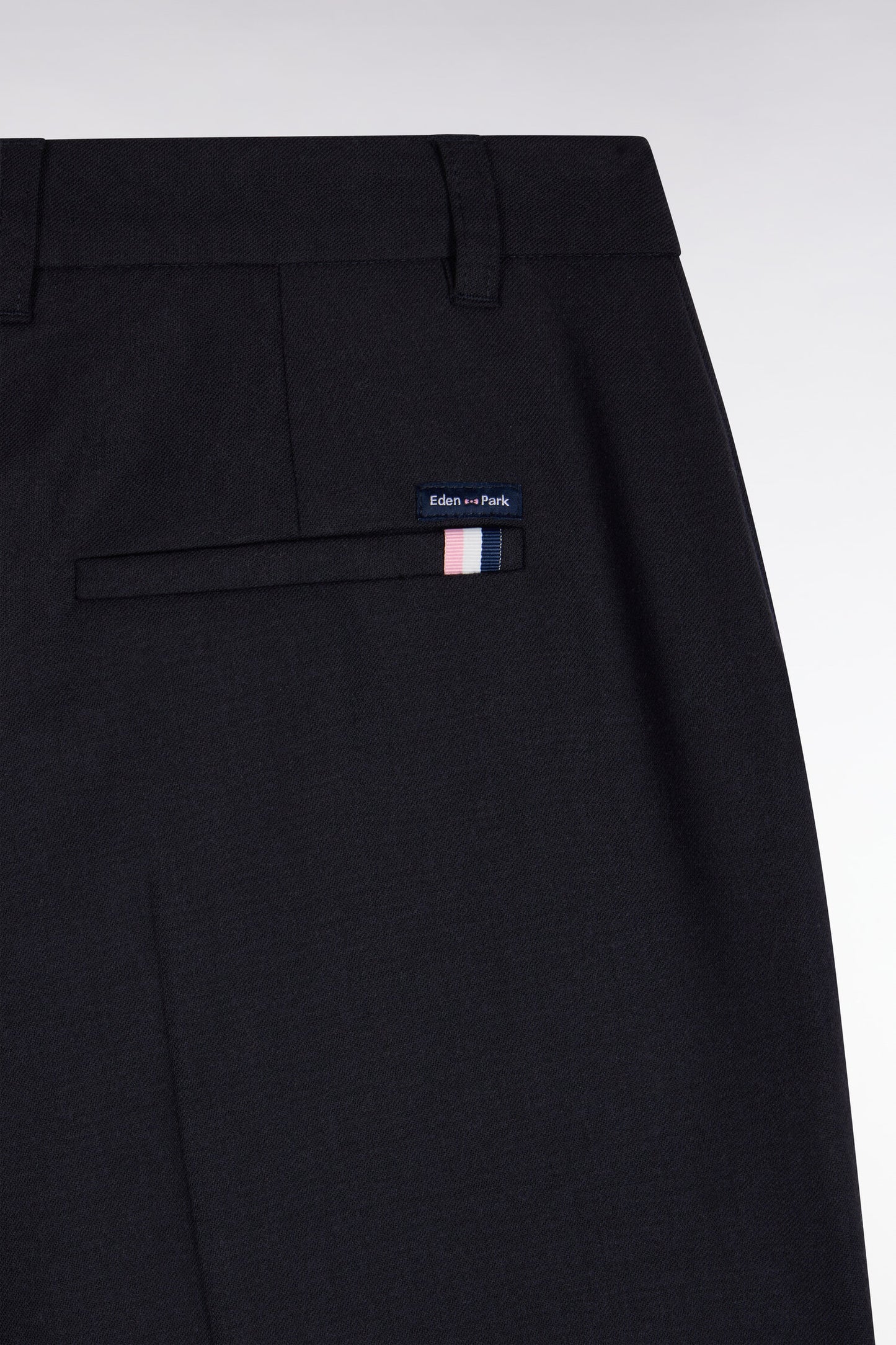 Pantalon tailleur en maille stretch marine coupe droite