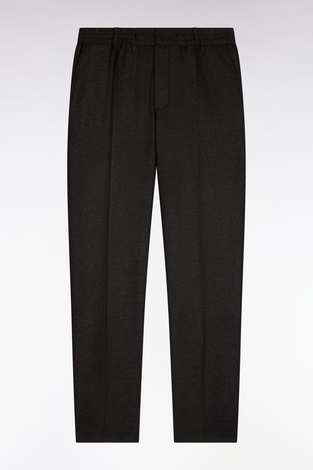 Pantalon à taille élastiquée en feutre léger marron coupe Modern