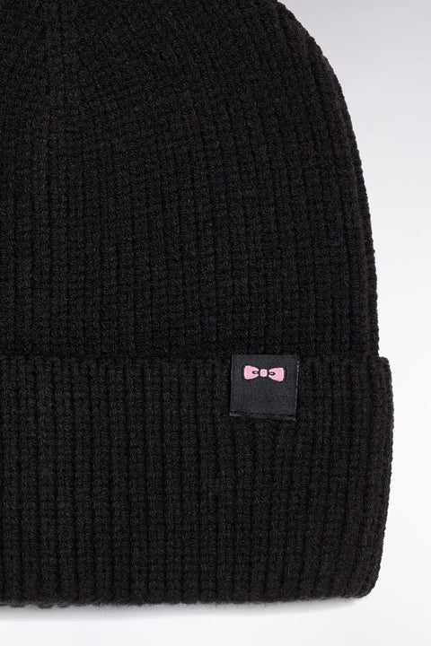 Bonnet en maille côtelée noir - Image 2