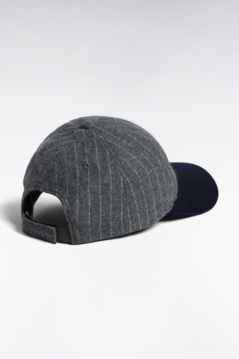 Casquette bimatière en drap de laine rayé gris patch EP - Image 2