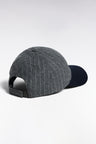 Casquette bimatière en drap de laine rayé gris patch EP