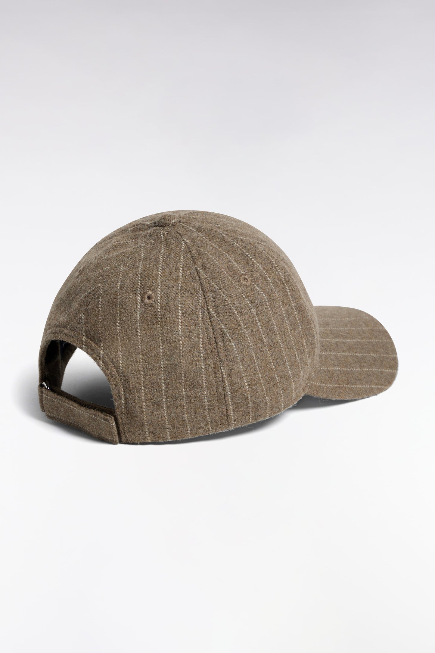 Casquette en drap de laine rayé beige