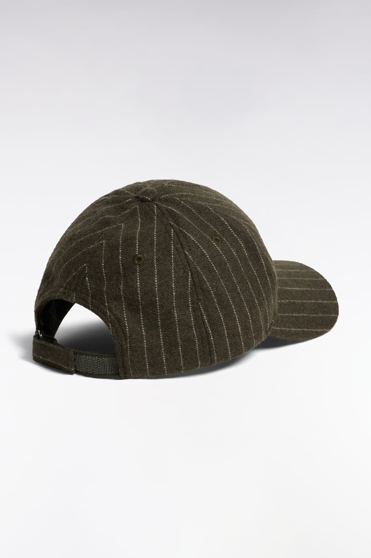 Casquette en drap de laine rayé kaki