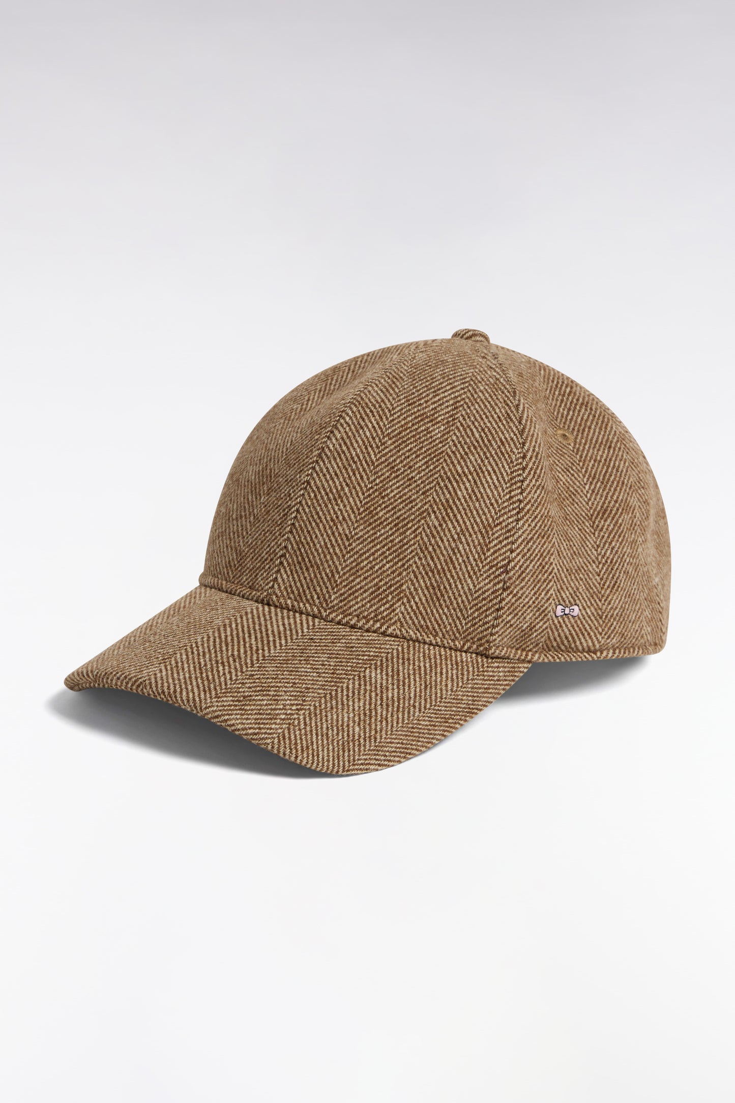 Casquette en drap de laine à chevrons marron