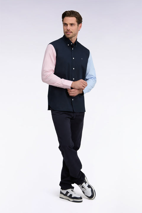 Tricolor Oxford cotton shirt with back patch, straight cut - Image 1