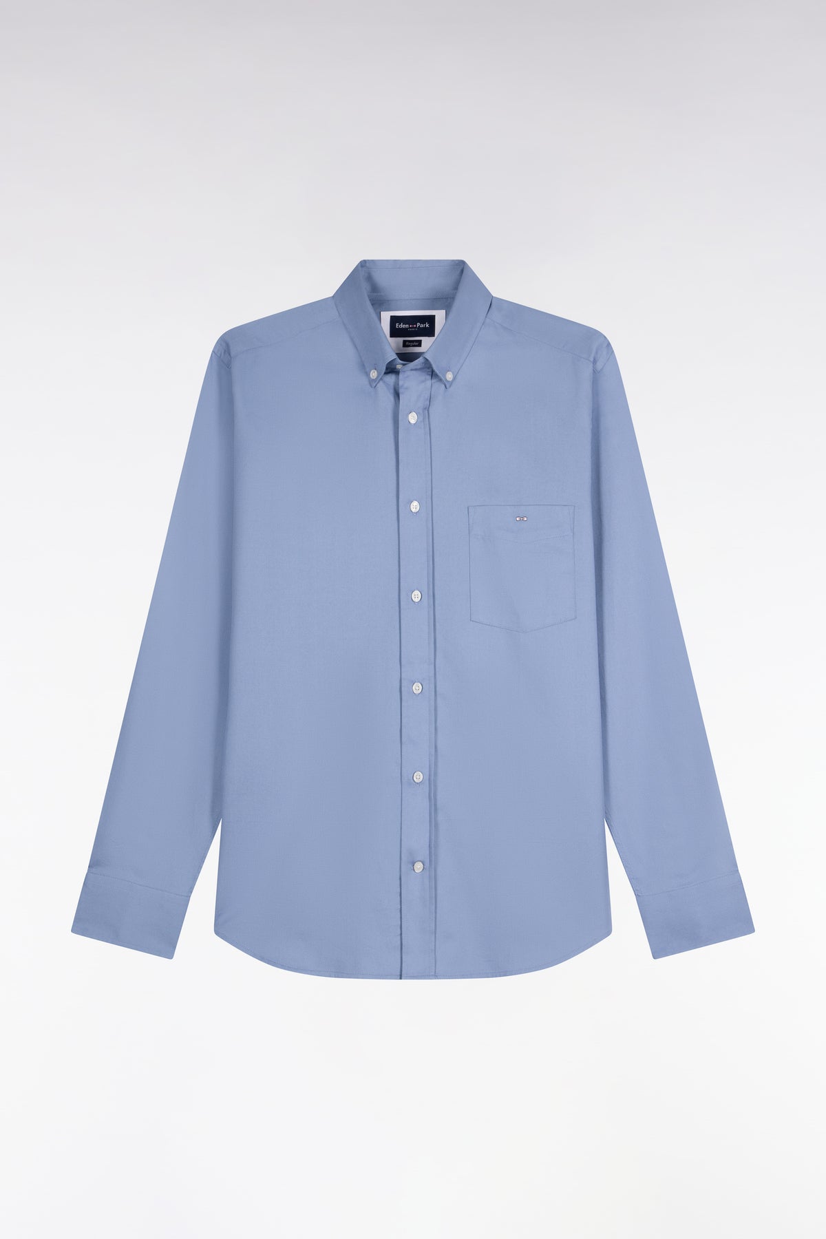 Straight cut sky cotton piqué shirt
