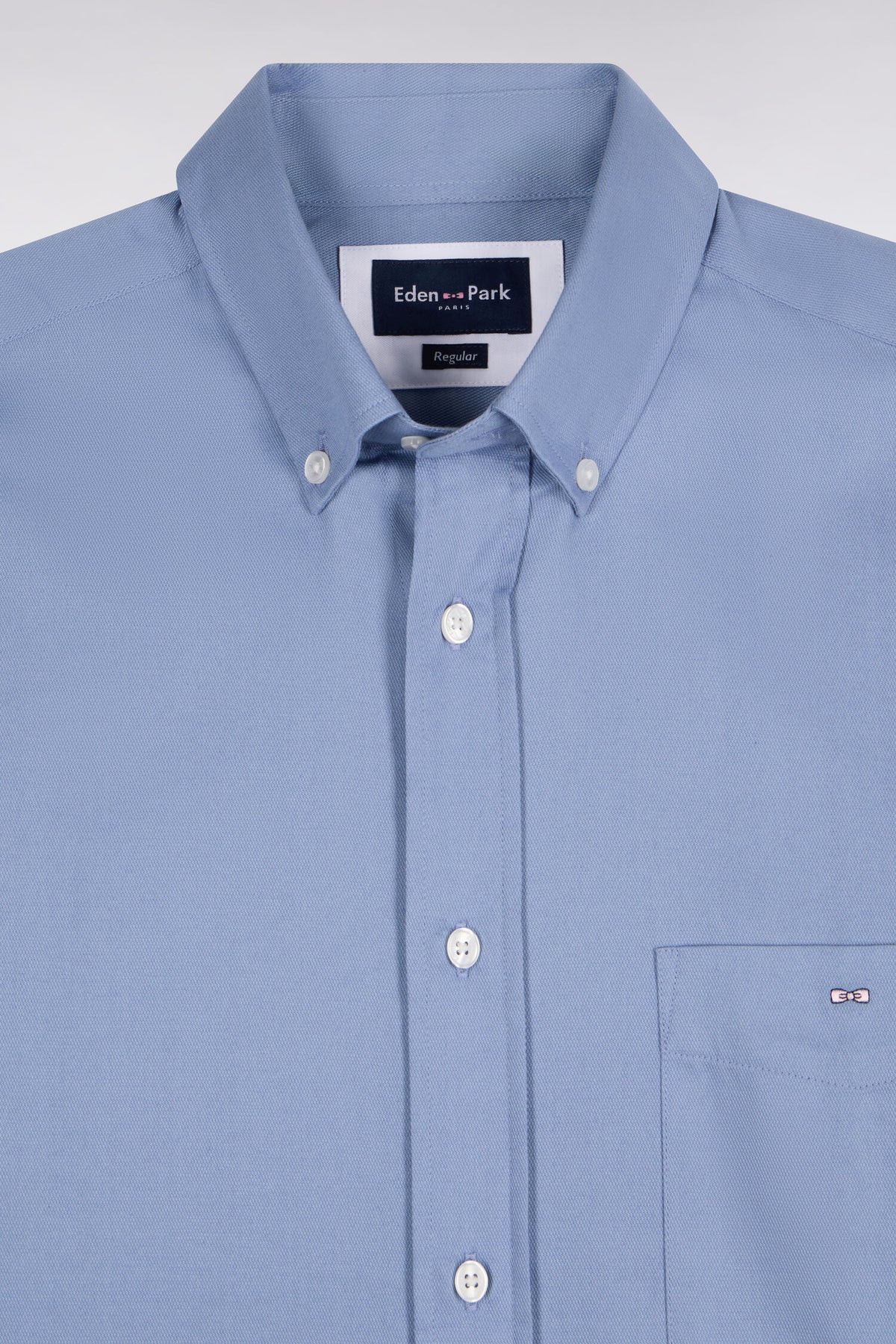 Straight cut sky cotton piqué shirt